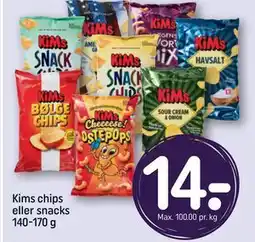 REMA 1000 Kims chips eller snacks 140-170 g, DKK 14 tilbud