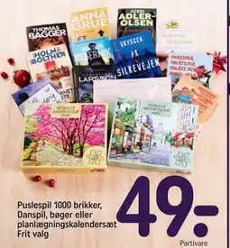 REMA 1000 Puslespil 1000 brikker, Danspil, bøger eller planlægningskalendersæt Frit valg, DKK 49 tilbud