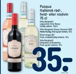 REMA 1000 Pasqua Italiensk rød-, hvid- eller rosévin 75 cl, DKK 35 tilbud