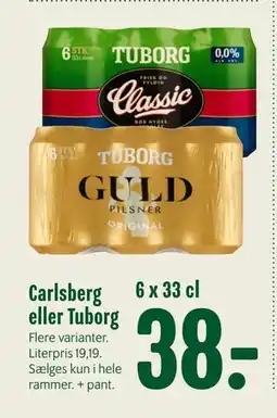 Min Købmand Carlsberg eller Tuborg, DKK 38 tilbud