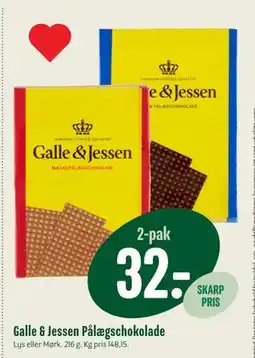 Min Købmand Galle & Jessen Pålægschokolade, DKK 32 tilbud