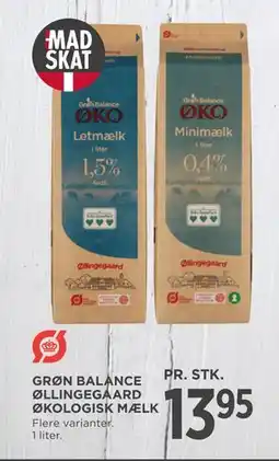 MENY GRØN BALANCE ØLLINGEGAARD ØKOLOGISK MÆLK, DKK 13.95 tilbud