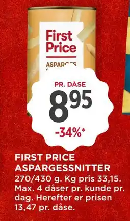 MENY FIRST PRICE ASPARGESSNITTER, DKK 8.95 tilbud
