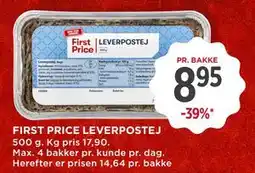 MENY FIRST PRICE LEVERPOSTEJ, DKK 8.95 tilbud
