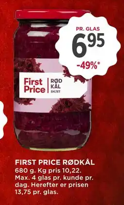MENY FIRST PRICE RØDKÅL, DKK 6.95 tilbud