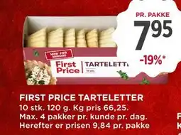 MENY FIRST PRICE TARTELETTER, DKK 7.95 tilbud