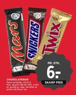 MENY CHOKOLADEBAR, DKK 6 tilbud
