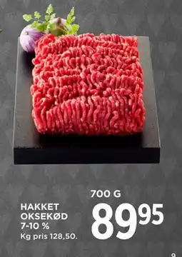 MENY HAKKET OKSEKØD 7-10 %, DKK 89.95 tilbud