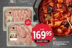 MENY GESTUS DANSK KYLLINGEBRYSTFILET ELLER KYLLINGEINDERFILET, DKK 169.95 tilbud