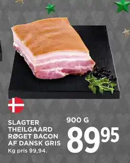 MENY SLAGTER THEILGAARD RØGET BACON AF DANSK GRIS, DKK 89.95 tilbud