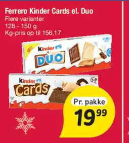 Fakta Tyskland Ferrero Kinder Cards el. Duo tilbud