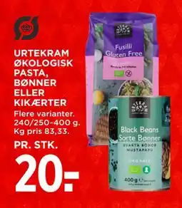 MENY URTEKRAM ØKOLOGISK PASTA, BØNNER ELLER KIKÆRTER, DKK 20 tilbud