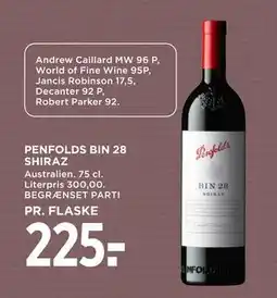 MENY PENFOLDS BIN 28 SHIRAZ, DKK 225 tilbud