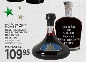 MENY BARÃO DE VILAR FINEST RUBY RESERVE ELLER BARÃO DE VILAR DECANTER RESERVE, DKK 109.95 tilbud