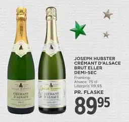 MENY JOSEPH HUBSTER CRÉMANT D’ALSACE BRUT ELLER DEMI-SEC, DKK 89.95 tilbud