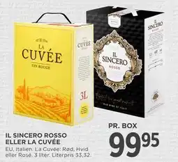 MENY IL SINCERO ROSSO ELLER LA CUVÉE, DKK 99.95 tilbud