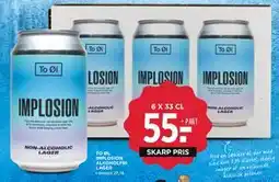MENY TO ØL IMPLOSION ALKOHOLFRI LAGER, DKK 55 tilbud
