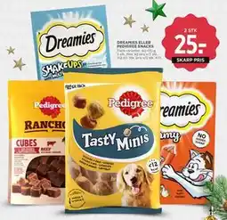 MENY Dreamies eller Pedigree Snacks, DKK 25 tilbud