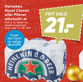 Bilka Heineken, Royal Classic eller Pilsner alkoholfri øl tilbud