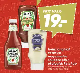 Bilka Heinz original ketchup, mayonnaise squeeze eller økologisk ketchup tilbud