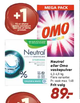 Bilka Neutral eller Omo vaskepulver tilbud