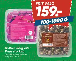 Bilka Anthon Berg eller Toms storkøb tilbud