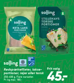 Bilka Salling Rødspættefileter, lakse- portioner, rejer eller torsk tilbud