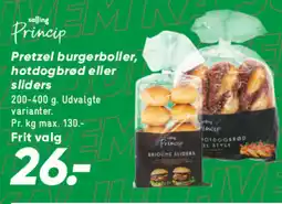 Bilka Salling Princip Pretzel burgerboller, hotdogbrød eller sliders tilbud