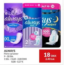 Nielsen's Discount ALWAYS, DKK 18 tilbud