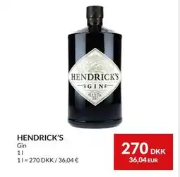 Nielsen's Discount HENDRICK’S, DKK 270 tilbud
