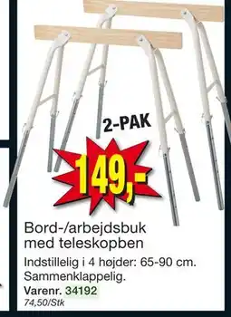 Harald Nyborg Bord-/arbejdsbuk med teleskopben, DKK 149 tilbud
