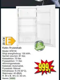 Harald Nyborg Køle-/fryseskab, DKK 999 tilbud