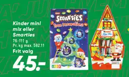 Bilka Kinder mini mix eller Smarties tilbud