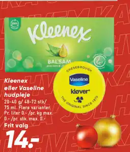 Bilka Kleenex eller Vaseline hudpleje tilbud