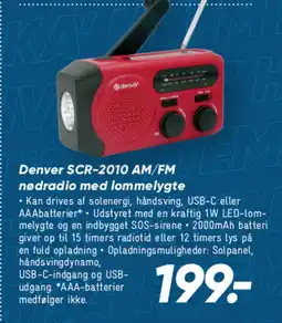 Bilka Denver SCR-2010 AM/FM nodradio med lommelygte tilbud