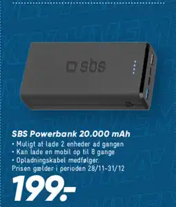 Bilka SBS Powerbank 20.000 mAh tilbud
