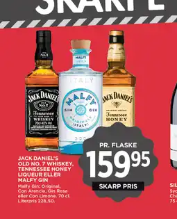 MENY Jack daniel's old no. 7 whiskey liqueur eller , tennessee honey malfy gin tilbud