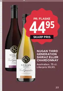 MENY Nugan third generation shiraz eller chardonnay tilbud