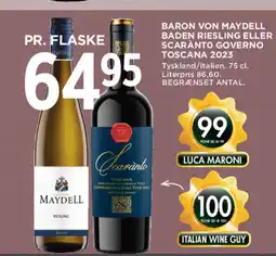 MENY Baron von maydell baden riesling eller scarànto governo toscana 2023 tilbud