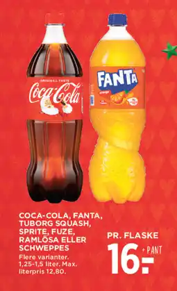 MENY Coca-cola, fanta, tuborg squash, sprite, fuze, ramlösa eller tilbud
