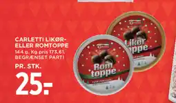 MENY Carletti likør- eller romtoppe tilbud