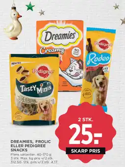 MENY Dreamies, frolic eller pedigree snacks tilbud