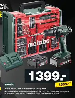 Bauhaus Metabo Akku Bore-/skruemaskine m. slag 18V tilbud