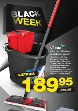 Bauhaus vileda Ultra max fladmop- pesæt inkl. spand tilbud