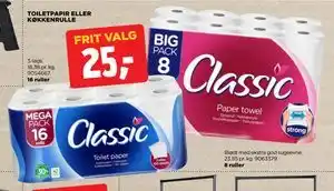 TOILETPAPIR ELLER KØKKENRULLE, DKK 25