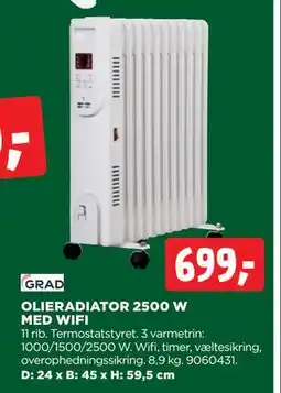 jem & fix OLIERADIATOR 2500 W MED WIFI, DKK 699 tilbud