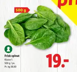 Lidl Frisk spinat, DKK 19 tilbud