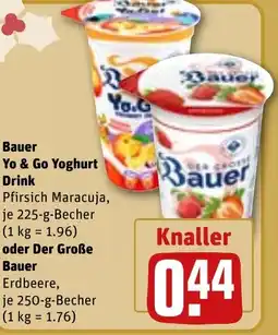 REWE DE Bauer Yo & Go Yoghurt Drink oder Der Große Bauer tilbud
