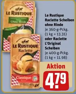 REWE DE Le Rustique Raclette Scheiben ohne Rinde oder Raclette L'Original Scheiben tilbud