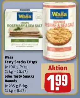 REWE DE Wasa Tasty Snacks Crisps oder Tasty Snacks Rounds tilbud